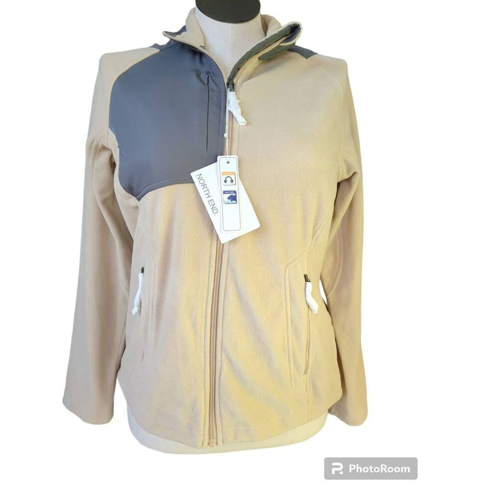 North End Women's M Full Zip Fleece Jacket Stone Tan Gray Ne